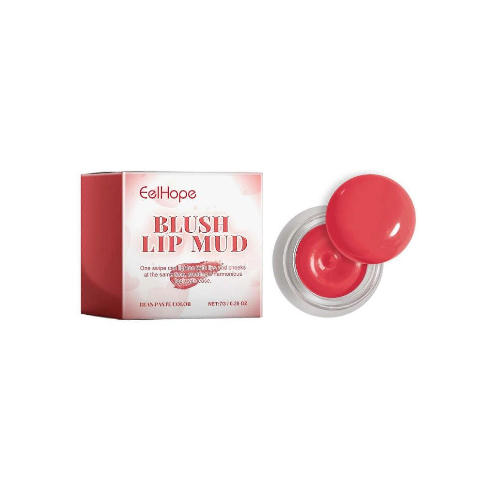 (Beanpaste Color) Velvet Lip Mud Blush, 2-in-1 Creme Cheek Blush Blurry Pudding Pot, High Pigment Lipstick Blush Lasting Tint Lip Clay