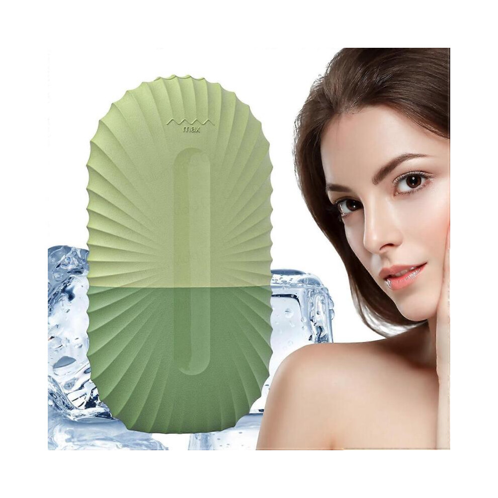 (Green) Ice Mold for Face, Reusable Cooling Silicone Ice Cube Roller, Silicone Ice Roller Skincare Tool, Massage Face Roller Brighten Skin