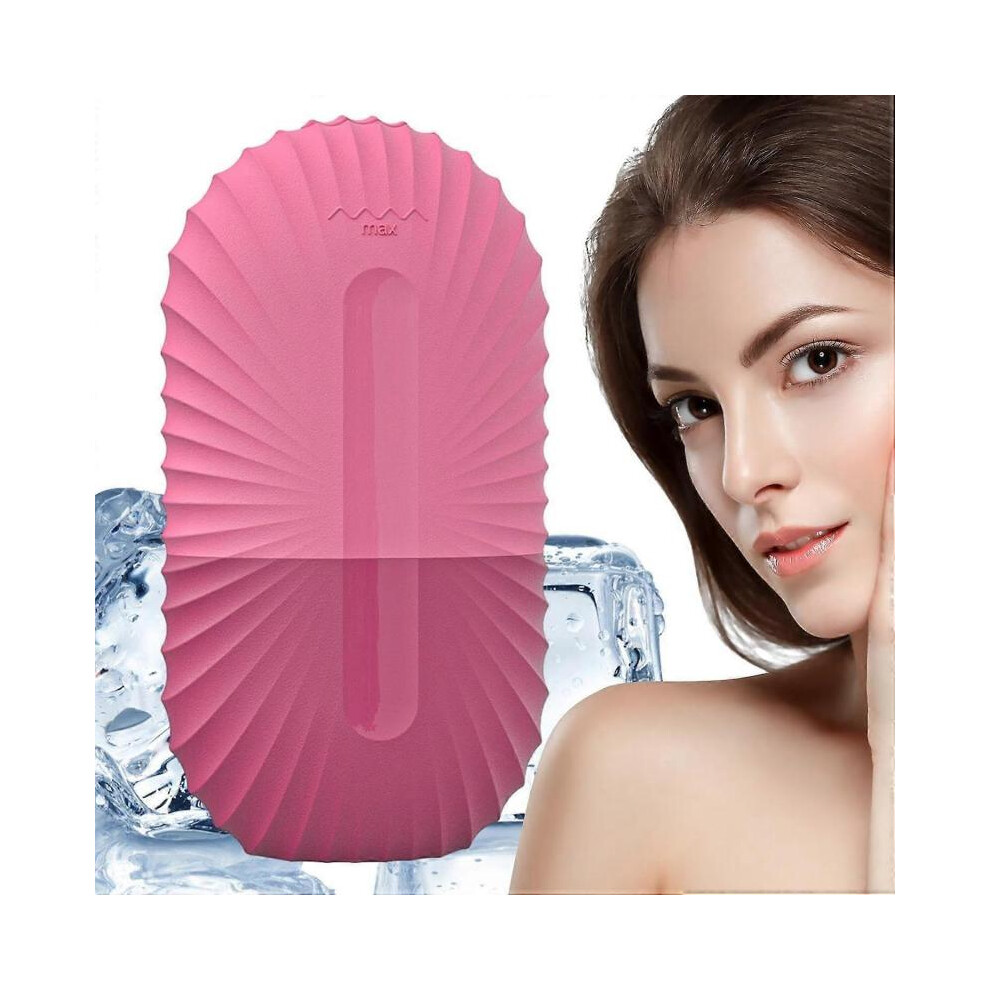 (Rose Red) Ice Mold for Face, Reusable Cooling Silicone Ice Cube Roller, Silicone Ice Roller Skincare Tool, Massage Face Roller Brighten Skin