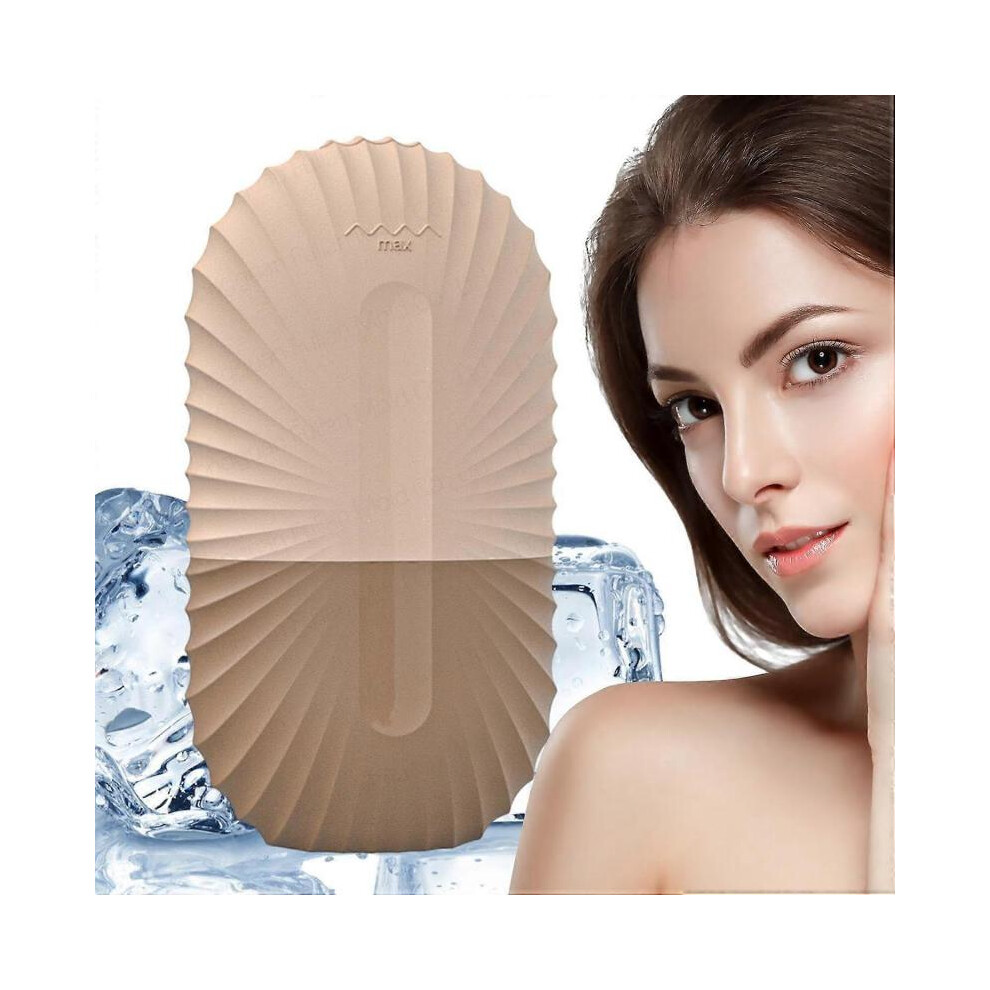 (Brown) Ice Mold for Face, Reusable Cooling Silicone Ice Cube Roller, Silicone Ice Roller Skincare Tool, Massage Face Roller Brighten Skin