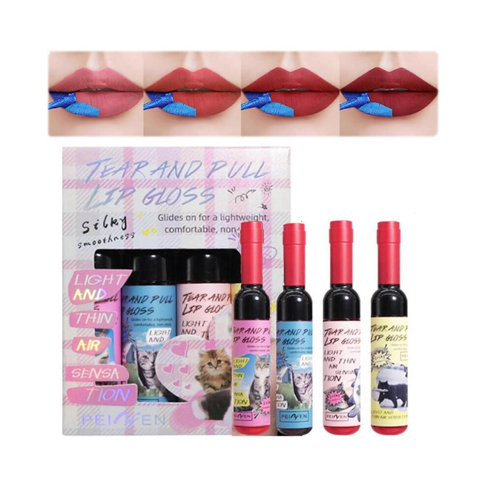 (3 Box) 4Pcs Lip Stain Set, Lip Stain Peel Off, Tattoo Color Lip Gloss, Long Lasting Waterproof High Colour Development Mini Liquid Lipstick-image-OPC-PH5WWSH-NEW