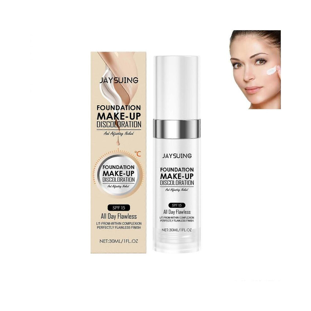 (1Pcs) Colour Changing Mature Skin Foundation, Flawless Color Changing Liquid Foundation, Hydrating Waterproof and Light Long Lasting Foundation