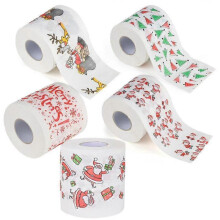 2024 Christmas Toilet Paper Festival Theme Printed Wood Pulp Toilet Paper Festive Gifts Roll Santa Claus Reindeer Decor Supplies