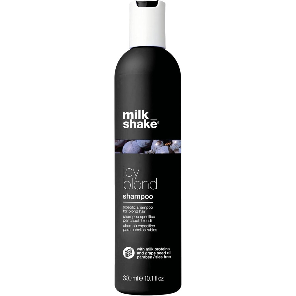 milk_shake | Icy Blond Shampoo 300 ml, Specific Anti-Yellow Shampoo for Blonde or Lightened Hair, with Black Pigment, Made in Italy