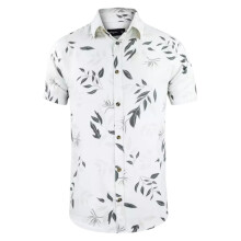 (White (Leaves), XL) Mens Hawaiian Shirts Aloha Summer Casual Beach Holiday Viscose Floral New Top