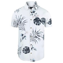 (Off White, 2XL) Mens Hawaiian Shirts Aloha Summer Casual Beach Holiday Viscose Floral New Top