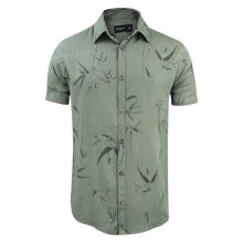 (Reed Green (Leaves), 2XL) Mens Hawaiian Shirts Aloha Summer Casual Beach Holiday Viscose Floral New Top