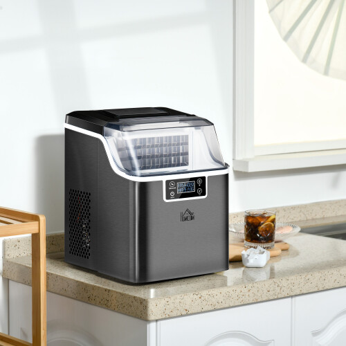 Homcom HOMCOM Counter Top Ice Maker Machine with Adjustable Cube Size Scoop Black