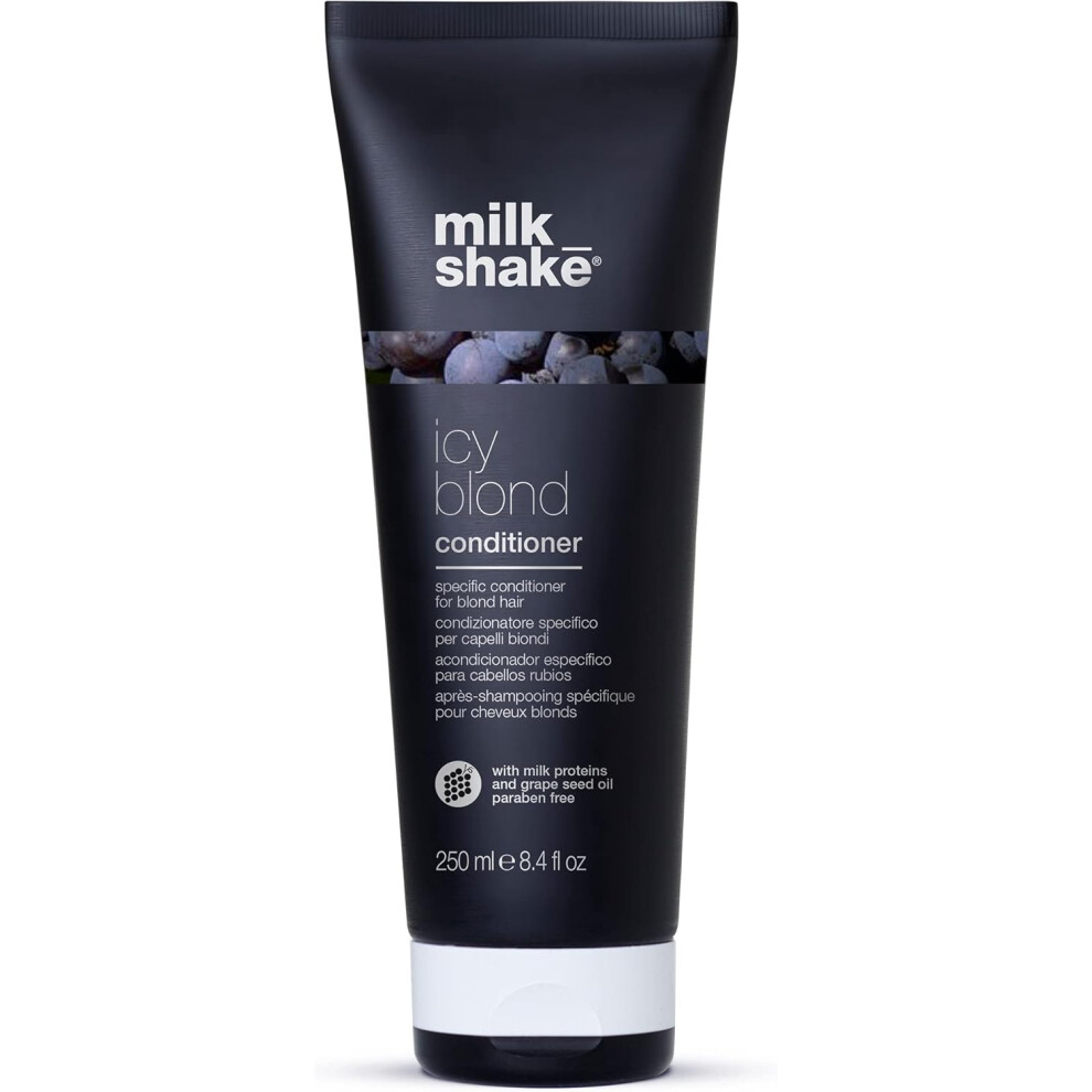 milk_shake | Icy Blond Conditioner 250 ml, Specific Anti-Yellowing Conditioner for Blonde or Bleached Hair, with Black Pigment, Made in Italy