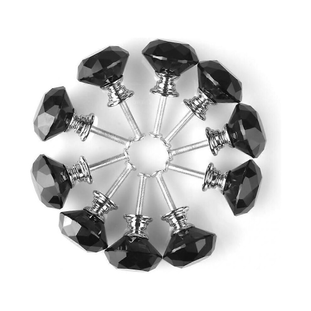 Furniture Knob Door Knob Drawer Knob Cupboard Wardrobe Furniture Handle Clear Crystal Black 30Mm Dia Round 10Pcs 5004229884736