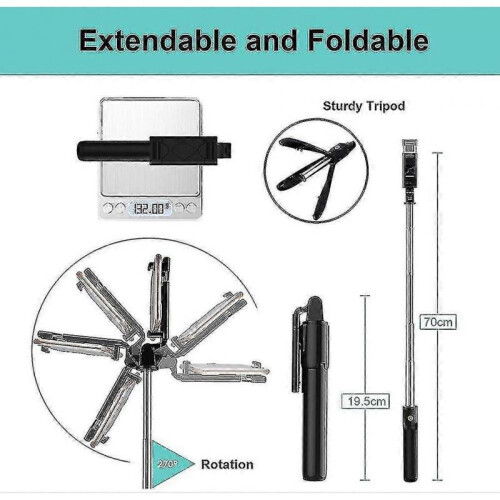 Bluetooth Selfie Stick Tripod with Remote Control, Rotation Selfie Stick With 2