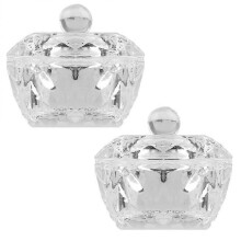 2pcs Clear Nail Art Acrylic Liquid Powder Dish Bowl Glass Dish Nail Crystal Bowl Glass Nails Cup Glass Dapping Dish Glassware with Glass Lid for Acryl