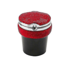 Crystal Car Ashtray with Lid Portable Cigarette Ashtray Holder Cup with Led Light Indicator