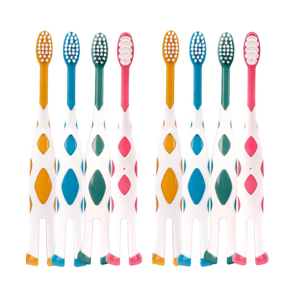 newrichbee 8 Packs Kids Toothbrushes Extra Soft Lovely Little Deer Toothbrush for Kids 2-8 Years Pink&Orange&Blue&Green
