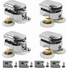 Double castors - for sliding shower doors, 2 wheels, 23mm diameter zinc alloy bathroom, set of 4