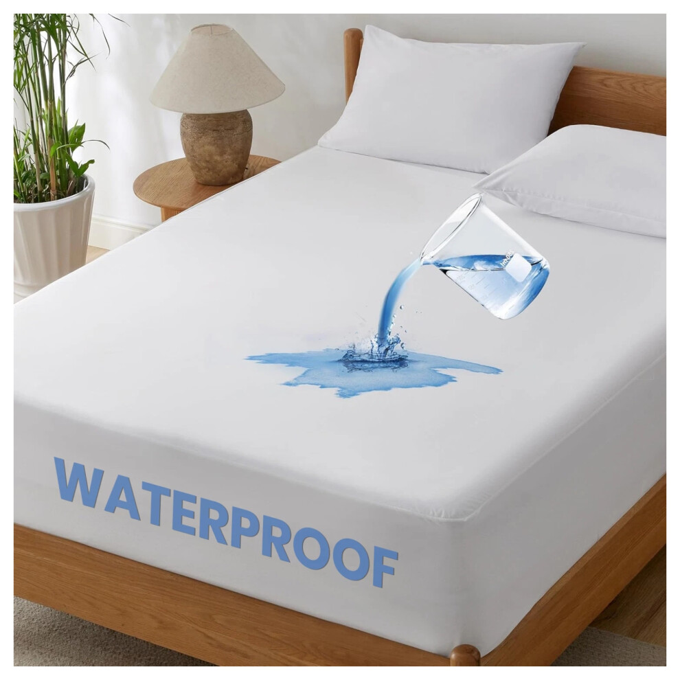 (Double Mattress Protector) Waterproof Mattress Protector Terry Towel Fitted Sheet Bed Cover All Sizes UK