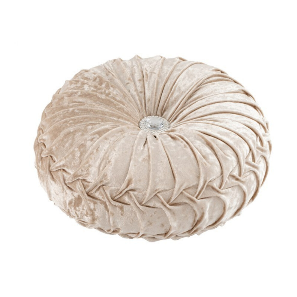(Champagne) Ancoree Velvet Pleated Round Pumpkin Throw Pillow Couch Cushion Floor Pillow for Sofa Chair Bed Car Home Decor