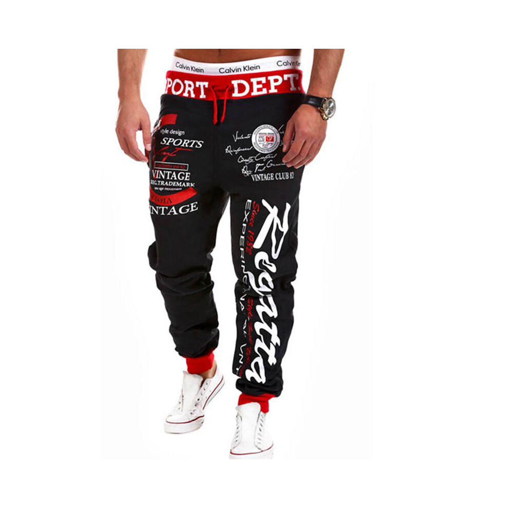(Black and Red Waist,XL（Tag XL=US M）)Pantalon de survêtement homme lettre sport jogging pantalon survêtement bas honnêtes