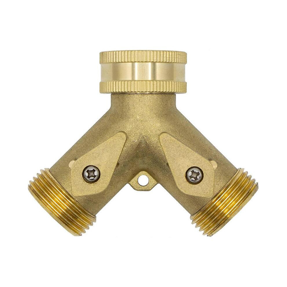 10964 2-Way Y-Distributor, 3/4" Male, Brass, With Shut-Off Valves 5004229885757