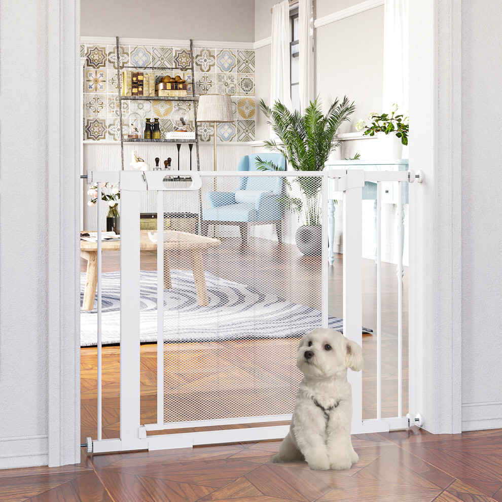 Pawhut Pressure Fit Safety Gate For Doors, Dog Gate W/ Auto Close, 75-103 Cm - White