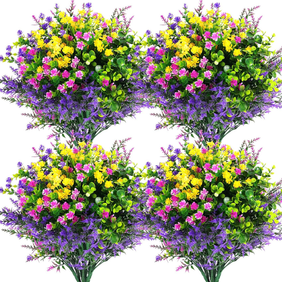 20PCS Bundles Artificial Flowers Outdoor Artificial Flowers UV Resistant No Fade Faux Plastic Greenery Shrubs Plants