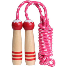 Jump Rope Kids, 7ft Adjustable Cotton Skipping Rope with Wooden Handle Fitness Outdoor Exercise