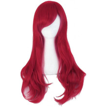 28" 70cm Long Curly Hair Ends Costume Cosplay Wig for women girl(Dark Red)