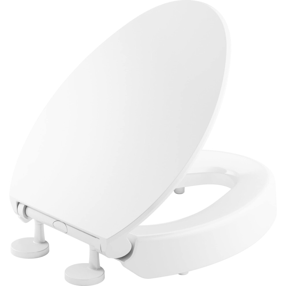 Photos - Toilet Seat Kohler 25875-0 Hyten Elevated Quiet-Close Elongated  Contoured Seat with Grip-Tight Bumpers Quick-Attach Hardware 