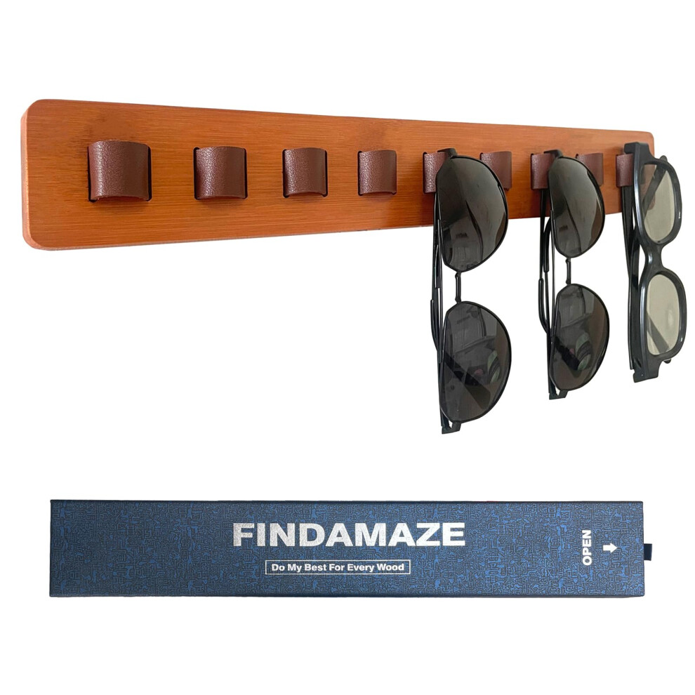 Findamaze Porta Occhiali Multiplo - Organizzatore Per Occhiali Da Sole In Legno Porta Occhiali Da Muro,Espositore Per Occhiali,Decorazione Per La Casa(Colore Legno-1 Pz-Lungo)-image