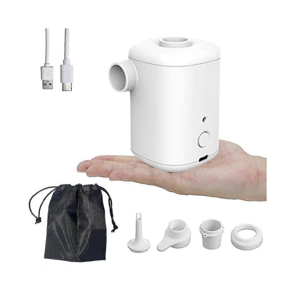 Portable Air Pump, Electric Air Mattress Pump for Inflatables with 3000mah Battery, Mini Inflator PumpWhite