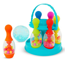 B. toys- Lets Glow Bowling! - Multicolored Six Pin Toy Bowling Set with Flashing Light-Up Ball & Carrying Caddy for Kids- 2 years +