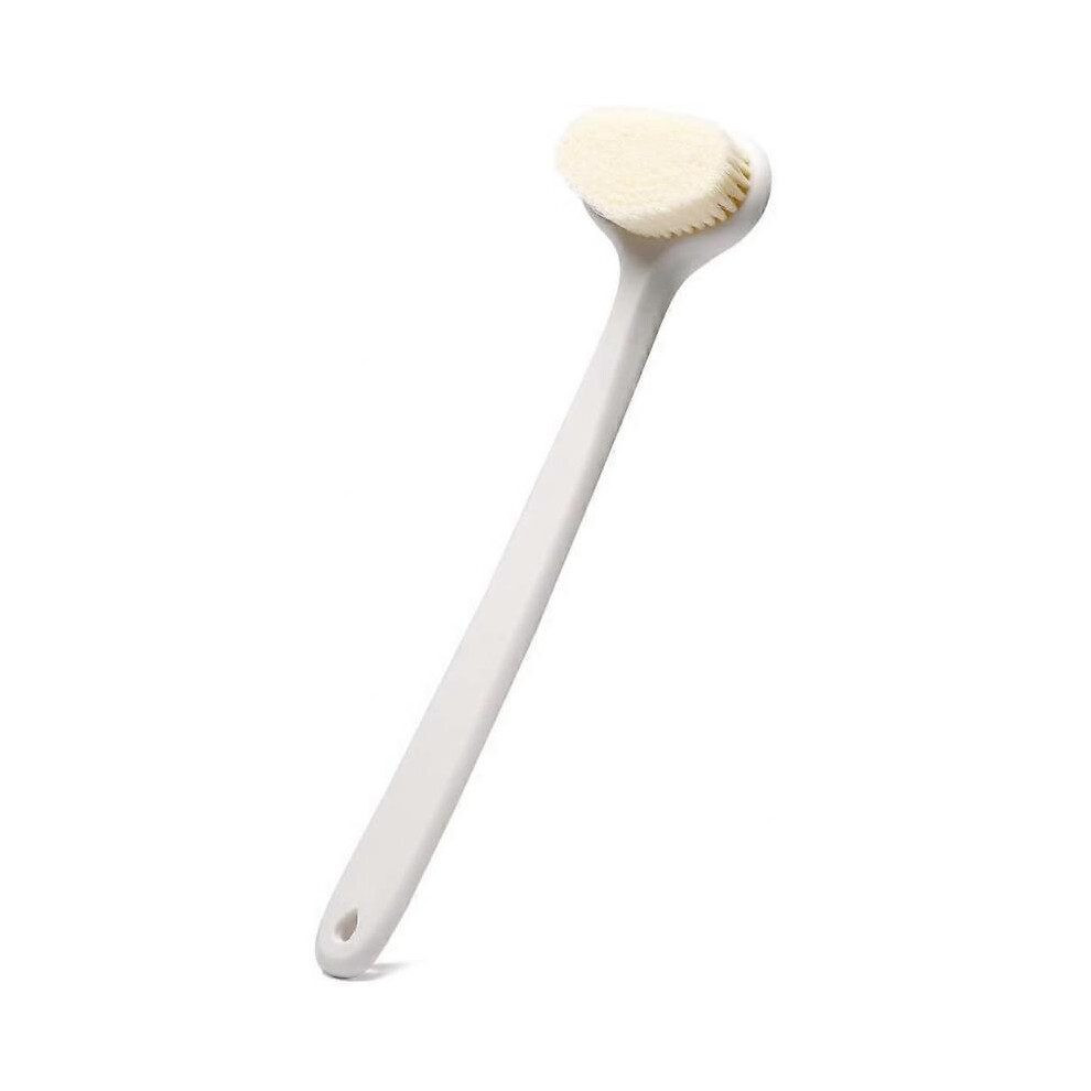 Upgraded Bath Body Brush with Comfy Bristles Long Handle Gentle Exfoliation Bath Shower Wet or Dry Brushing Body Brush (14 inch, White)