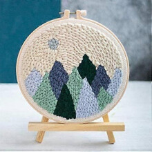 Series of Scenery Punch Needle Embroidery Starter Kits Punch Needle Tool Threader Fabric Embroidery Hoop Yarn Rug Punch Needle