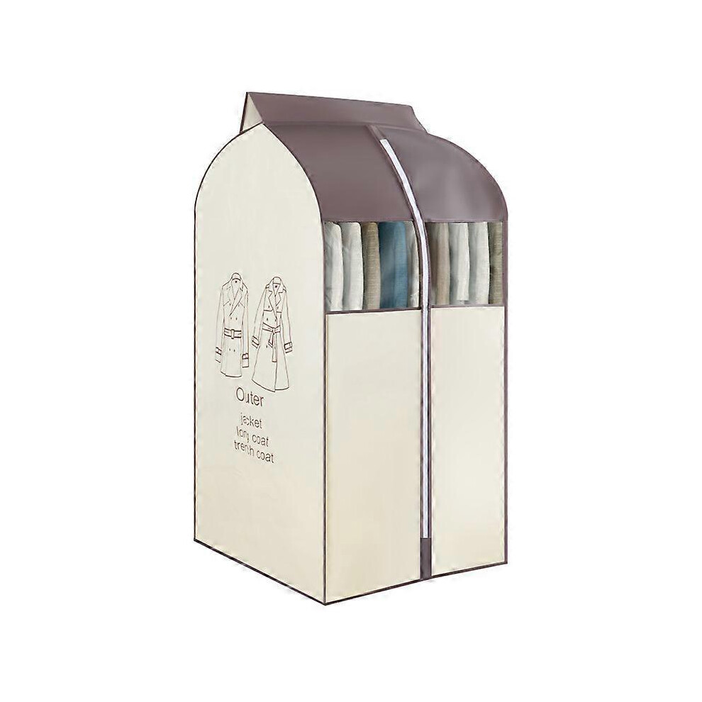 Hanging Garment Bag Garment Bag Organizer Storage with Clear Pvc Windows Garment Rack Cover DustproofBeige 60*48*120