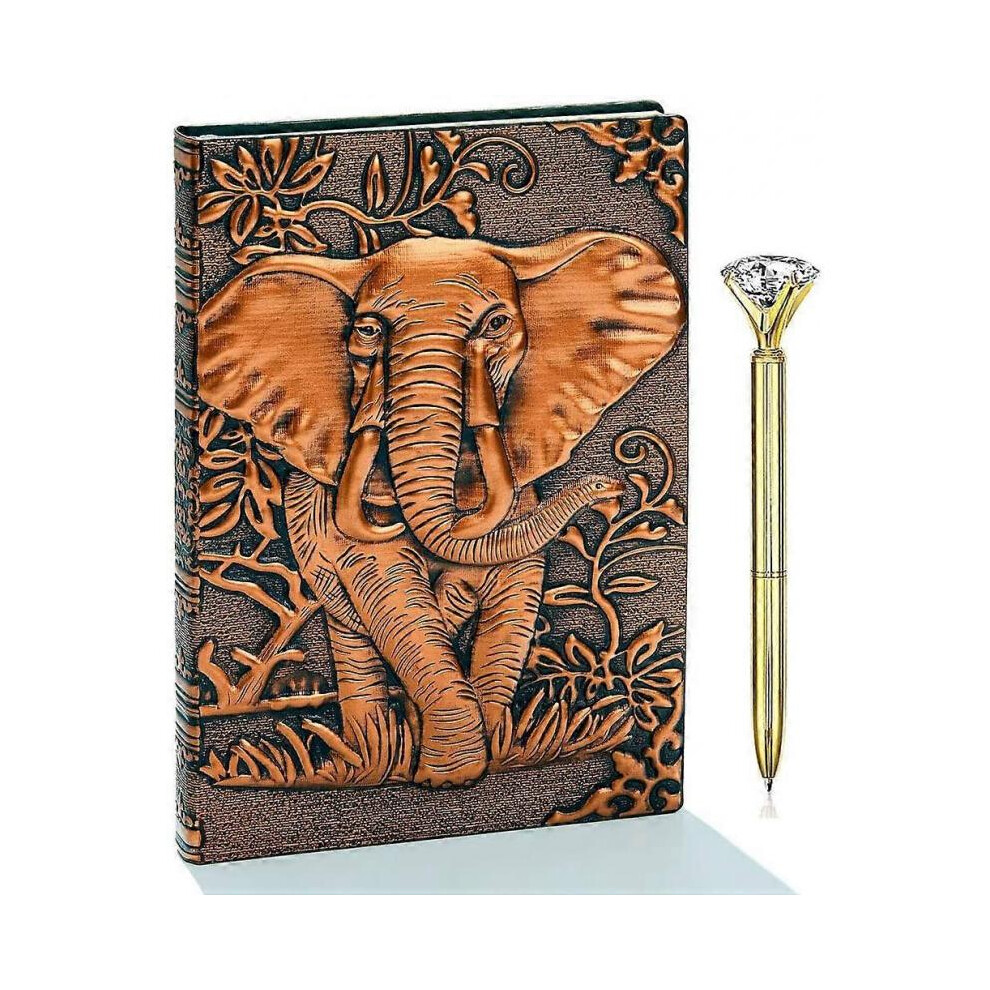 Elephant Journal,Leather Writing Journal Notebook ,A5 Lined Journal,200Pages,Travel Diary&Notebooks to Write in,Gift for Men&Women