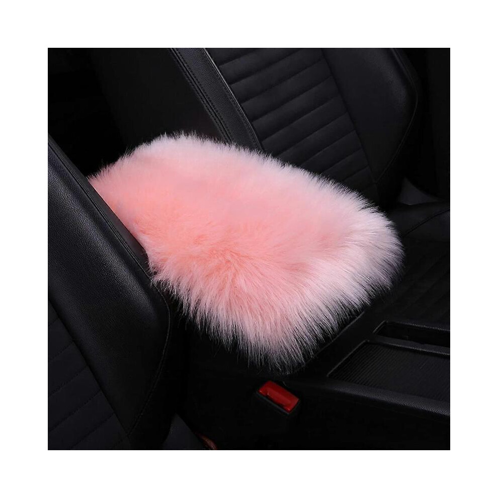 Center Console Cushion Pad/Cover, 11.4"X7.4" Furry Armrest Cover For Cars, Vehicles, Suvs (Pink) Pink
