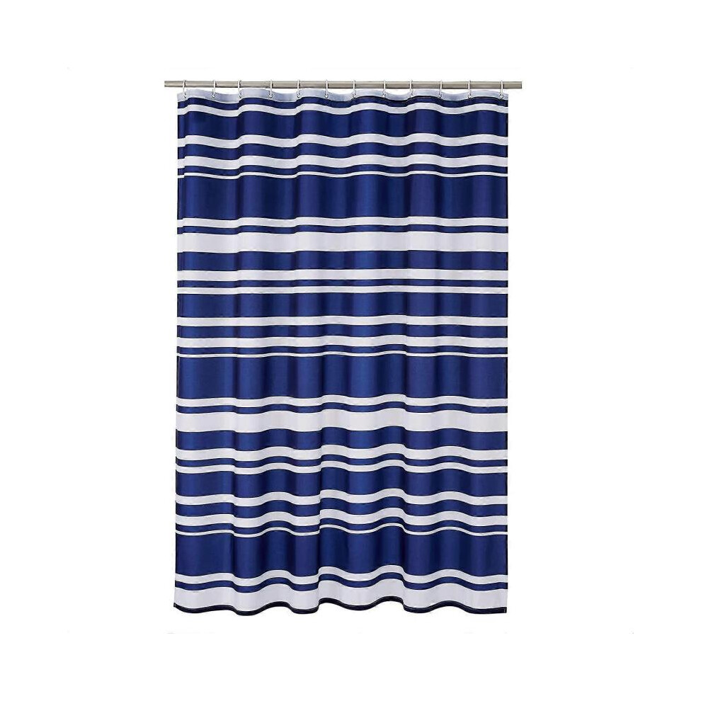 Fabric Shower Curtain  - 72 x 72 Inch, Navy Blue Stripe for bathroom