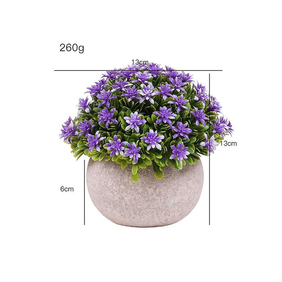 Artificial Potted Plant - Decorative Plastic Bonsai, Ideal for Office, Balcony and Table Centrepiece, Purple Gypsophila Flower