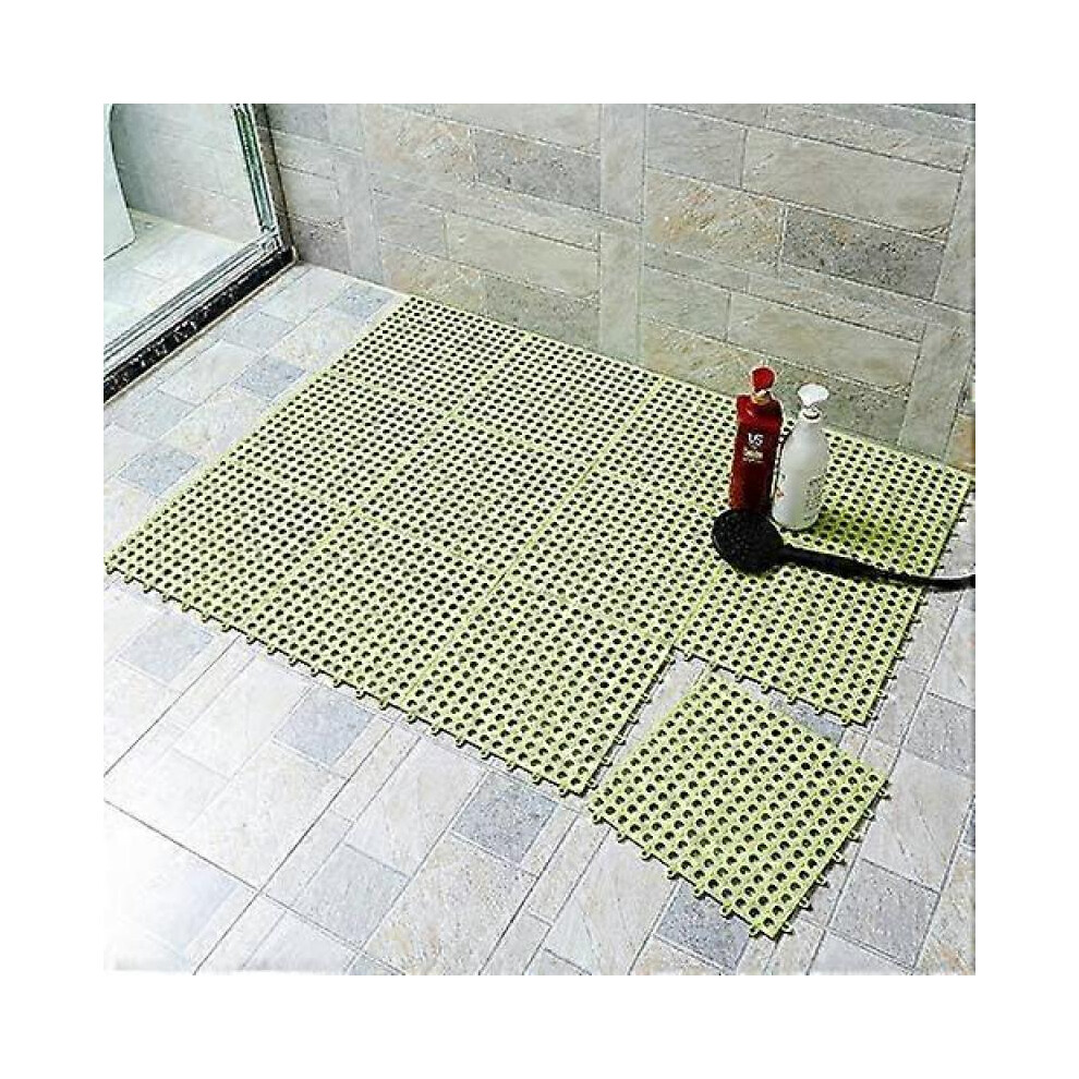 Rubber Flooring Geen 10PCS Interlocking Soft PVC Non-Slip Tile Splicing Waterproof Mat