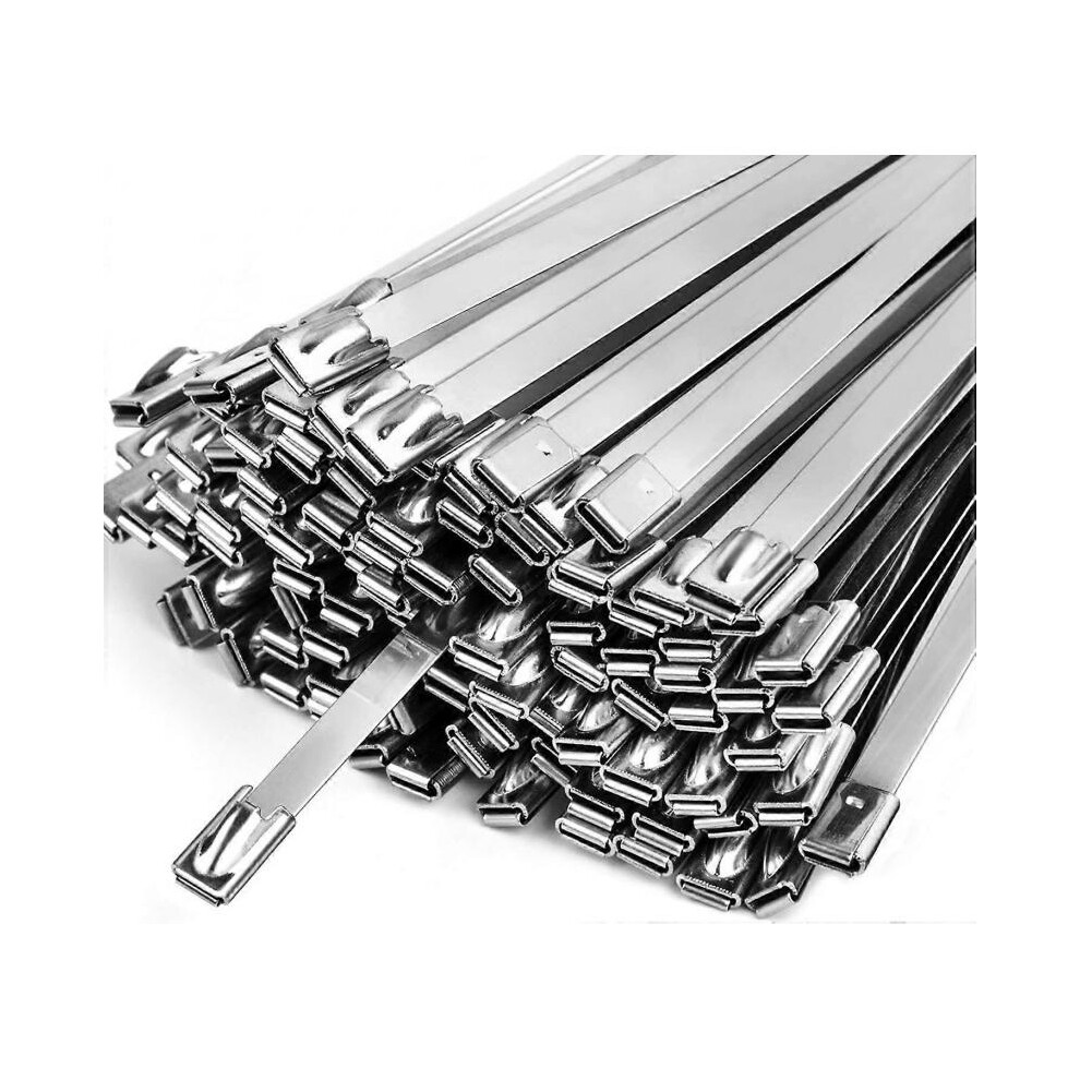 Metal Zip Ties,100 Pcs 11.8 Inch,304 Stainless Steel Zip Ties Multi-purpose Metal Cable Ties