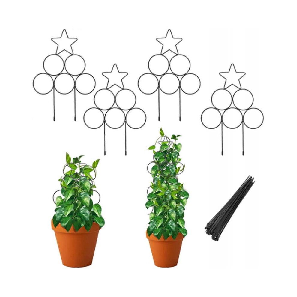 4 Pcs House Plant Trellis,Plant Climbing Frame,Garden Stem Climbing Trellis with 10 Cable Ties