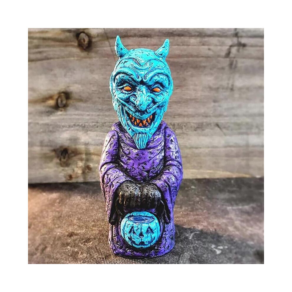 Vintage Creepy Figurines, Halloween Creepy Laughing Skeleton In Cape Pumpkin Lantern Figures Not,Specified