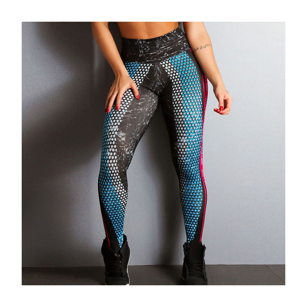 (Blue&Pink,XL)Legging de yoga push-up pour femmes fitness taille haute sport gym jogging pantalon pantalon