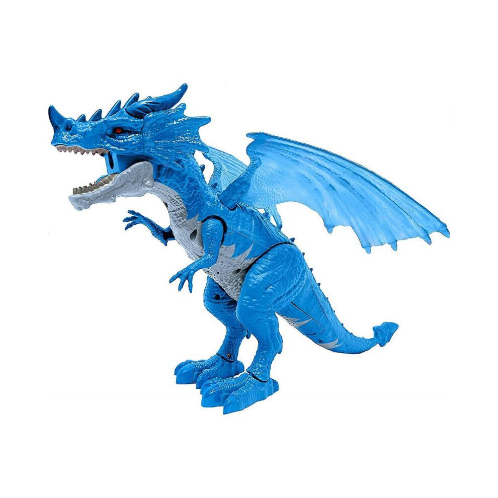 Smoke-breathing standing dragon toy with walking motion, lights and roaring sound effects