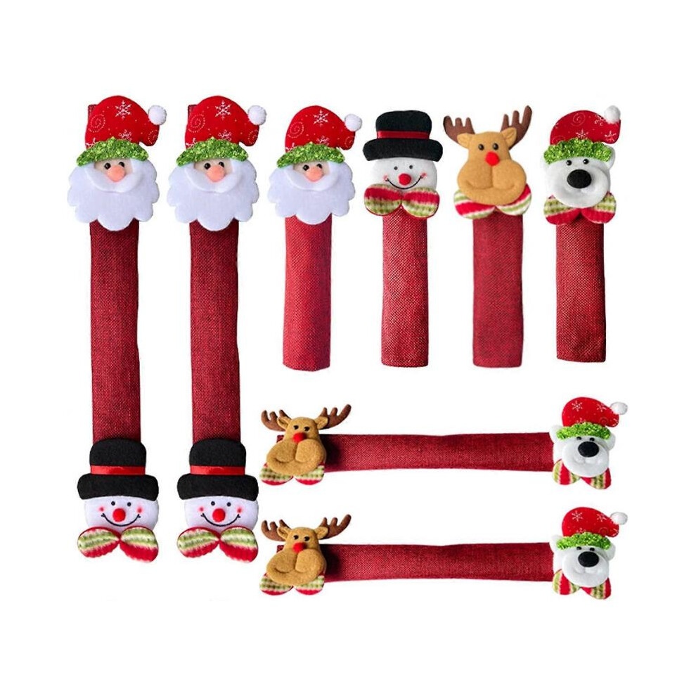 8 PCS Christmas Refrigerator Door Handle Covers ,Santa Snowman Reindeer Kitchen Appliance Handle Covers