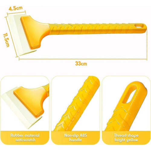 Long handle ice scraper yellow car windshield scraper 12.6 inch long defrost scraper defroster 1