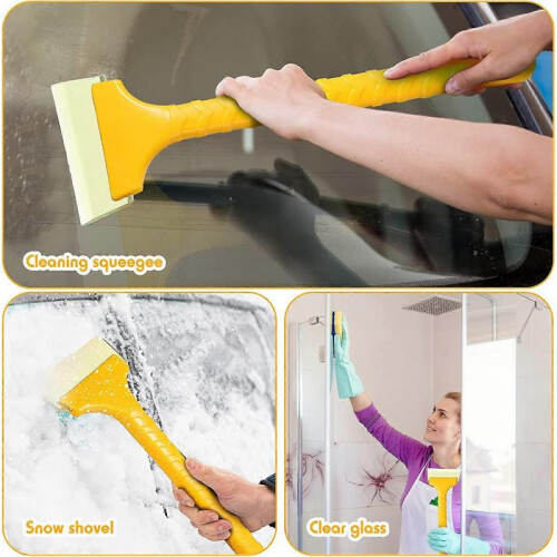 Long handle ice scraper yellow car windshield scraper 12.6 inch long defrost scraper defroster 2