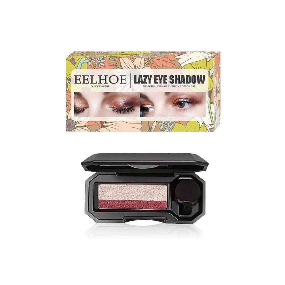 Lazy Dual-Color Eyeshadow, Gradient Eyeshadow Palette with Small Mushroom, Two Tones Eye Shadow Powder