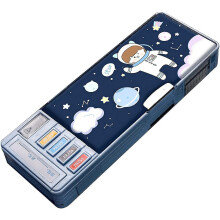 Multifunction Pencil Case, Pencil Box With 2 Compartments For Students - Cartoon Pattern