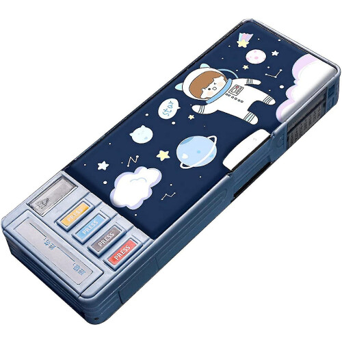 Multifunction Pencil Case, Pencil Box With 2 Compartments For Students - Cartoon Pattern